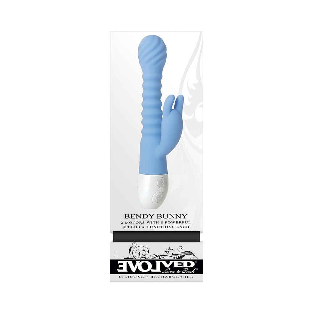 Evolved Bendy Bunny Rechargeable Poseable Silicone Rabbit Vibrator Blue - Fantasies Boutique