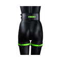 Ouch! Glow in the Dark 5-Piece Bonded Leather Thigh & Handcuffs With Belt Restraint Neon Green L/XL - Fantasies Boutique