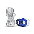 Quickie Kit Jerk Off Stroker & 3-Piece Cockring Set Clear - Fantasies Boutique