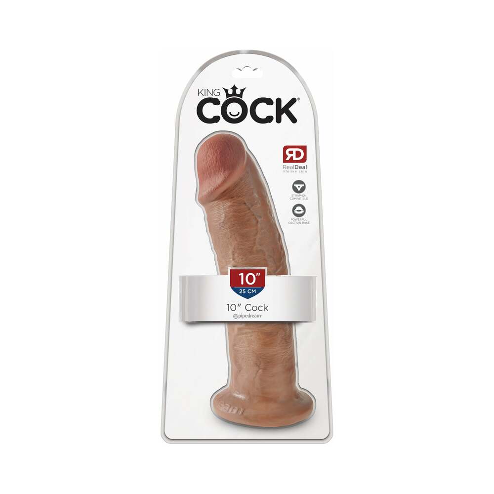King Cock 10 in. Cock Realistic Dildo With Suction Cup Tan - Fantasies Boutique
