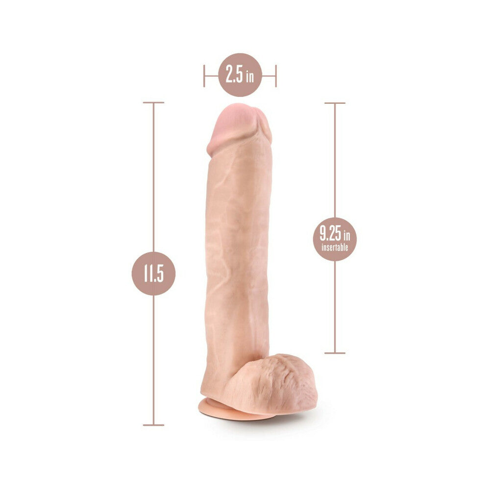 Au Naturel Big John 11.5 in. Posable Dual Density Dildo with Balls Beige - Fantasies Boutique