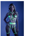 Fantasy Lingerie Glow In A Trance Open-Cup Crotchless Teddy Neon Chartreuse L/XL - Fantasies Boutique