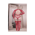 Fantasy Lingerie Sheer Infatuation Open Back Longsleeve Teddy Bodystocking Red Queen Size
