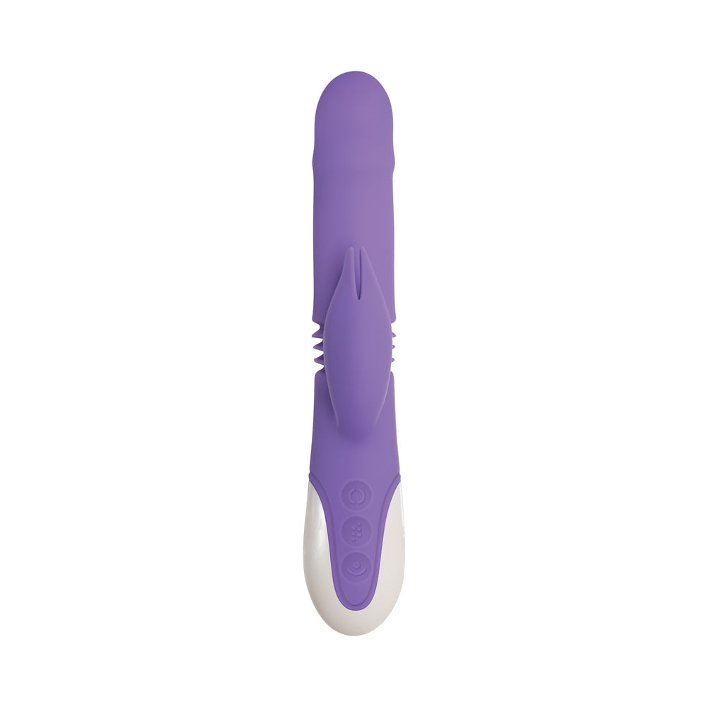 Evolved Thick & Thrust Bunny Rechargeable Thrusting Silicone Rabbit Vibrator Purple - Fantasies Boutique