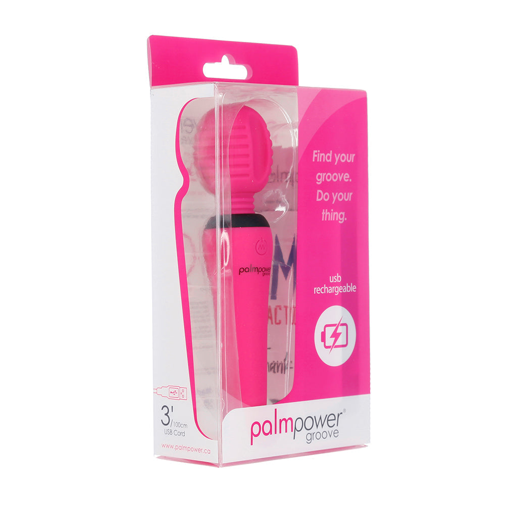 PalmPower Groove Rechargeable Silicone Mini Wand Massager Fuchsia - Fantasies Boutique