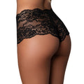 Magic Silk Pheromone Panties Split Crotch Lace Boy Short 2-Pack Aqua/Black L/XL