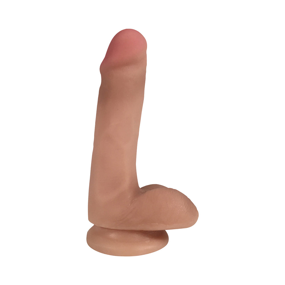 Curve Toys Easy Riders 6 in. Dual Density Dildo with Balls & Suction Cup Beige - Fantasies Boutique