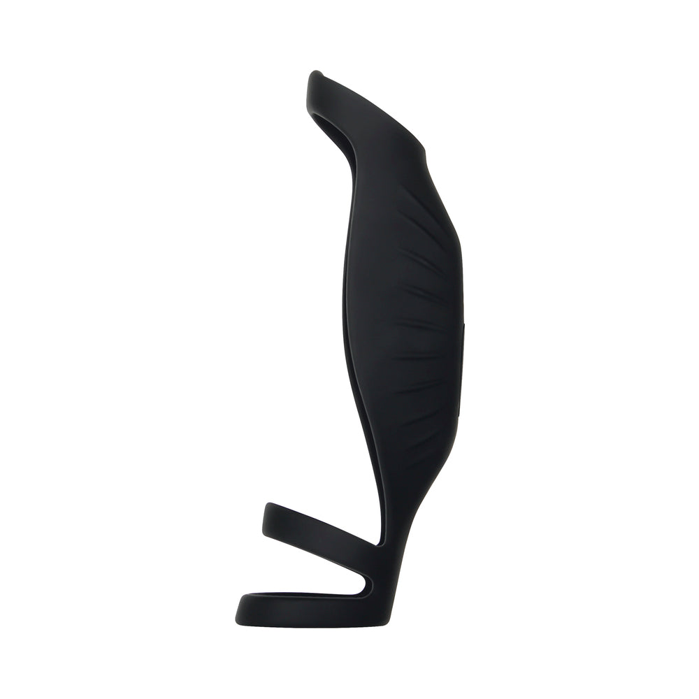 Gender X Rocketeer Rechargeable Triple-Ring Vibrating Silicone Penis Sheath Black - Fantasies Boutique