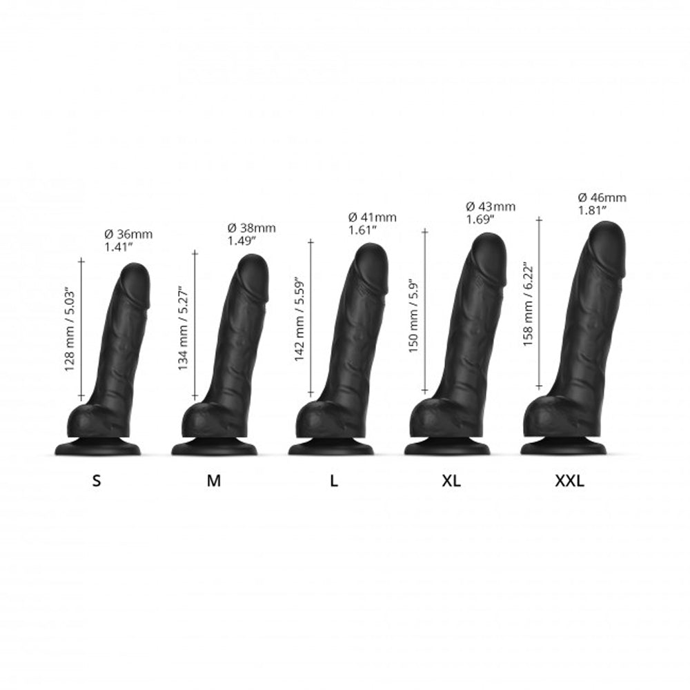 Strap-On-Me Realistic Collection Sliding Skin Dual-Density Silicone Dildo Black S - Fantasies Boutique
