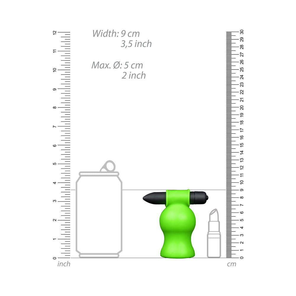 Ouch! Glow in the Dark Vibrating Head Masturbator Neon Green