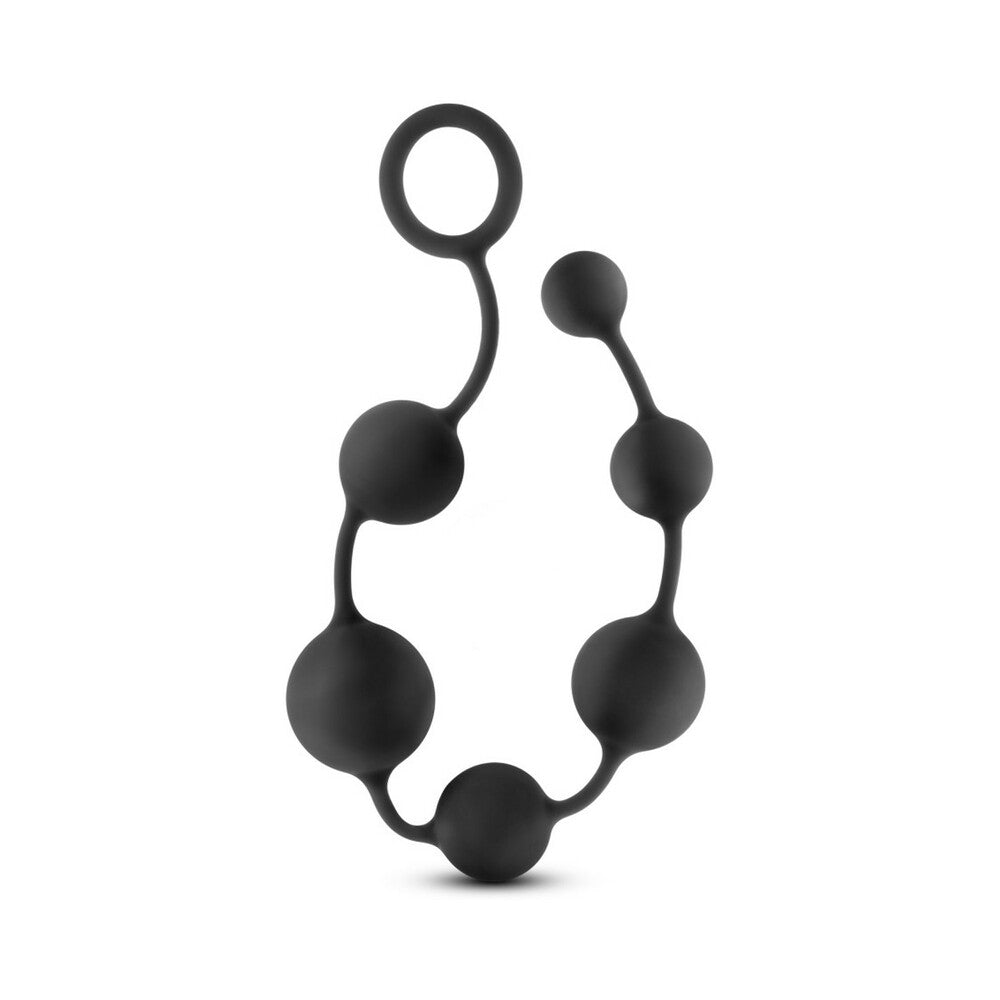 Blush Anal Adventures Platinum Silicone Large Anal Beads Black - Fantasies Boutique