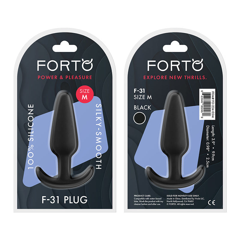 Forto F-31 Silicone Anal Plug Medium Black - Fantasies Boutique