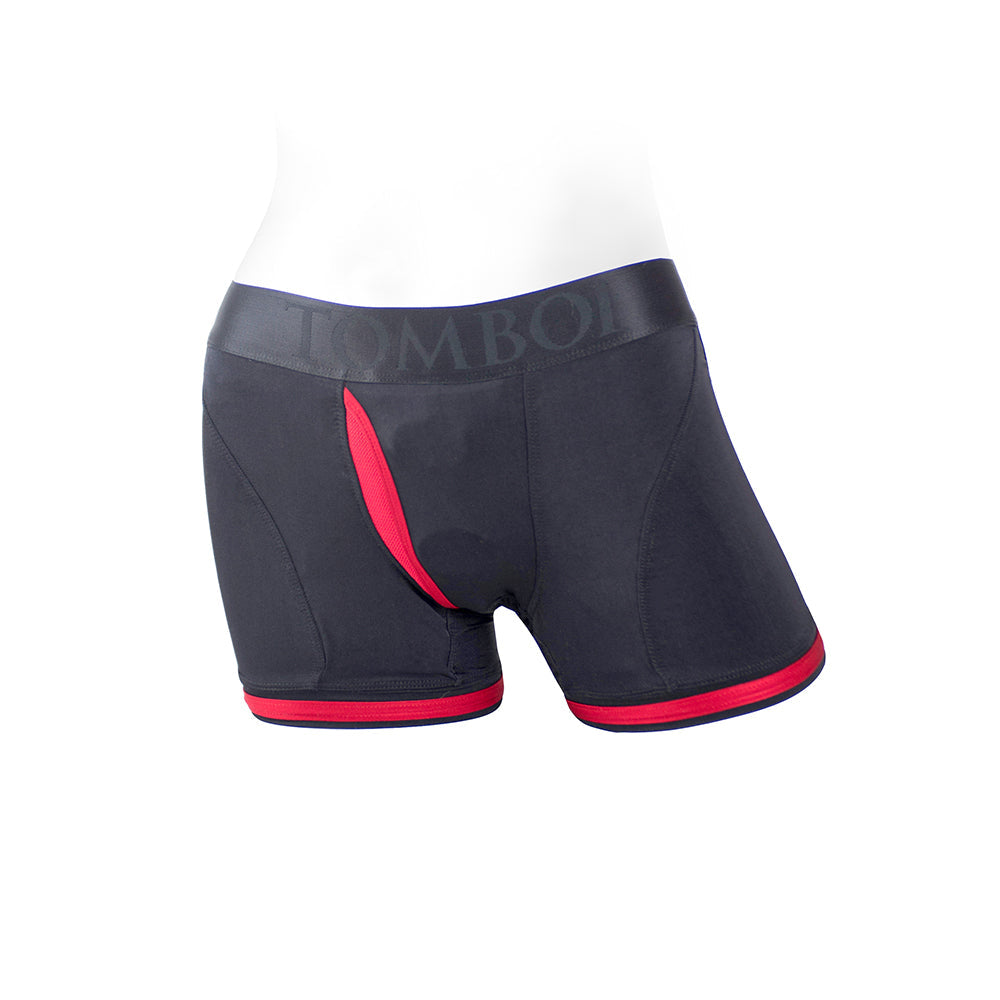 SpareParts Tomboii Nylon Boxer Briefs Harness Black/Red Size XXS - Fantasies Boutique