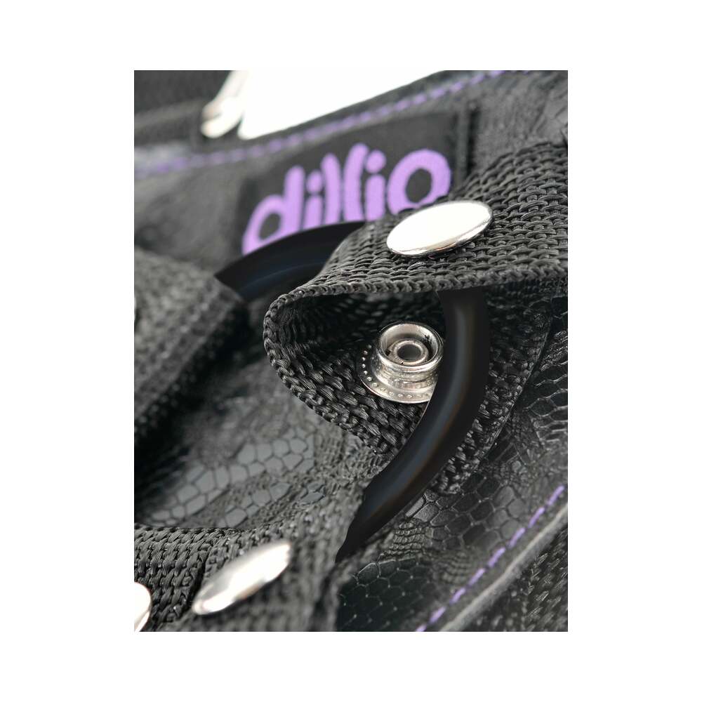 Dillio Adjustable 6 in. Strap-On Suspender Harness Set Purple/Black - Fantasies Boutique