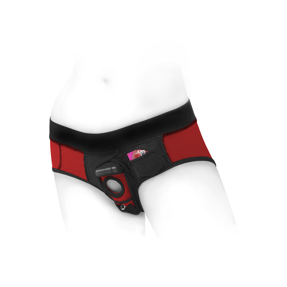 SpareParts Tomboi Nylon Briefs Harness Red/Black Size 5XL - Fantasies Boutique