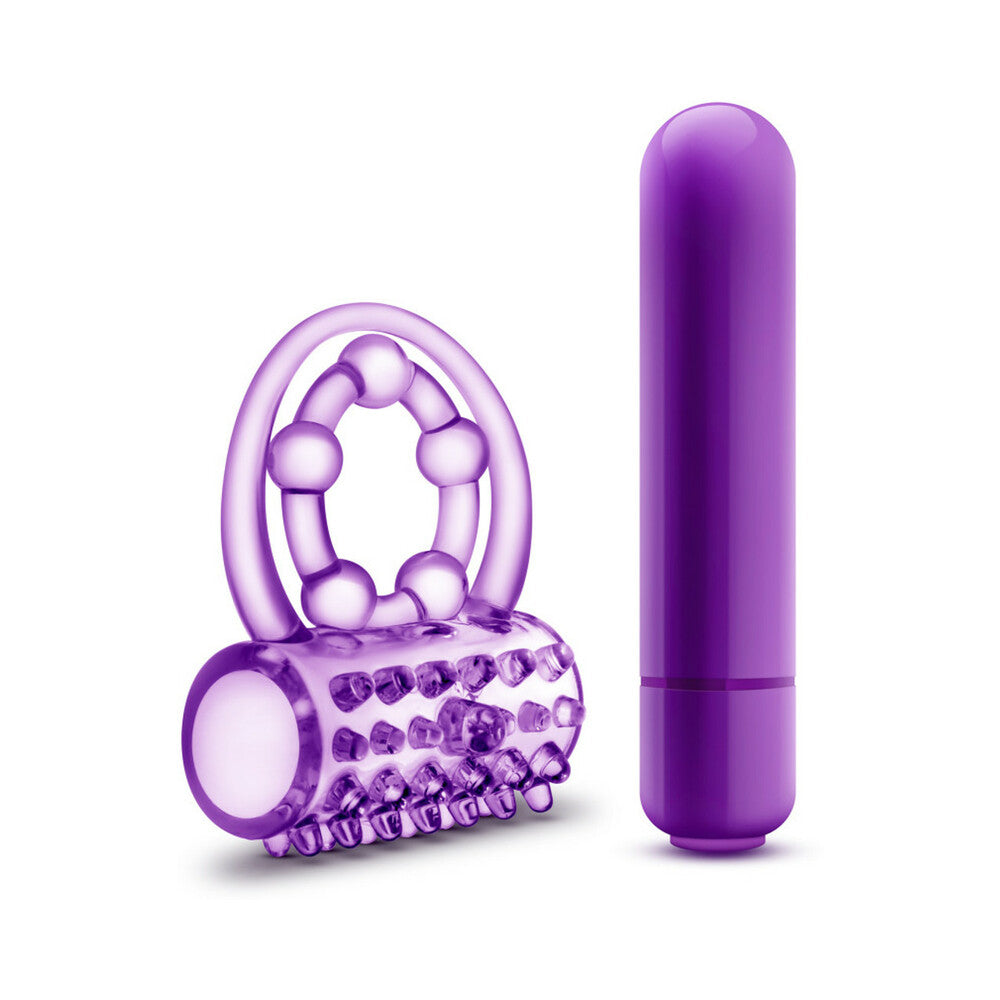 Play with Me The Player Vibrating Double Strap Cockring Purple - Fantasies Boutique