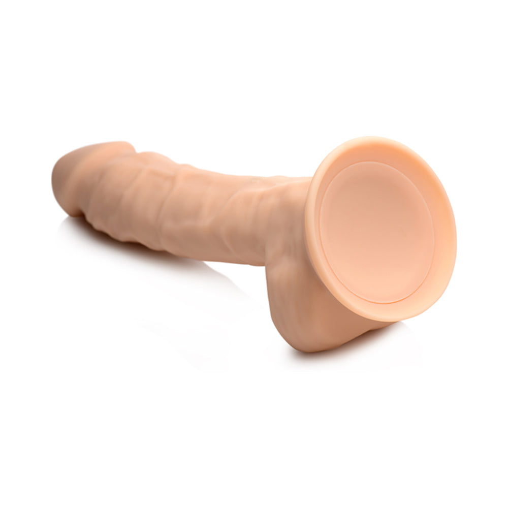 Curve Toys FLESHSTIXXX Rechargeable 8 in. Posable Vibrating Dildo with Balls & Suction Cup Beige - Fantasies Boutique