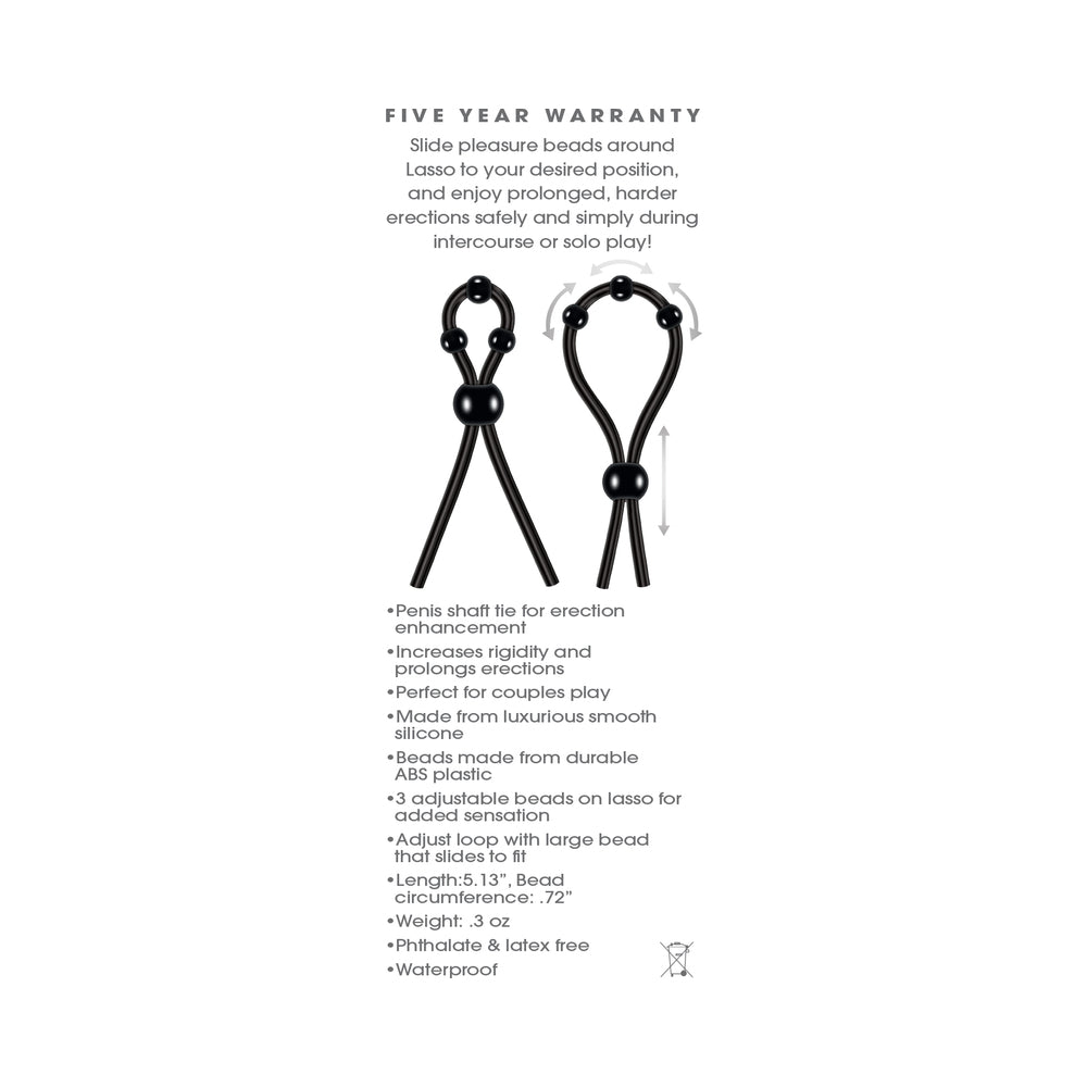 Zero Tolerance Ultimate Silicone Lasso Adjustable Cockring Black - Fantasies Boutique