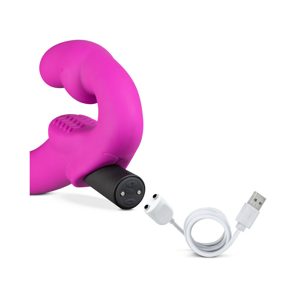 Temptasia Estella 9.5 in. Silicone Strapless Strap-On Dildo with Bullet Vibrator Pink - Fantasies Boutique