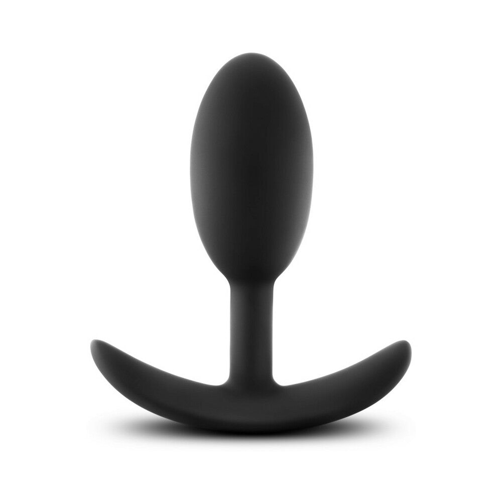 Blush Anal Adventures Platinum Silicone Weighted Vibra Slim Plug Medium Black - Fantasies Boutique