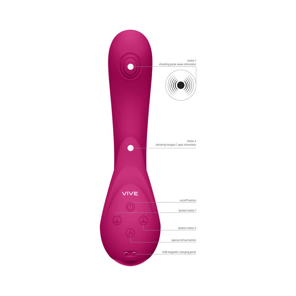 VIVE MIKI Rechargeable Pulse Wave & Flickering Dual Stimulation G-Spot Vibrator Pink - Fantasies Boutique