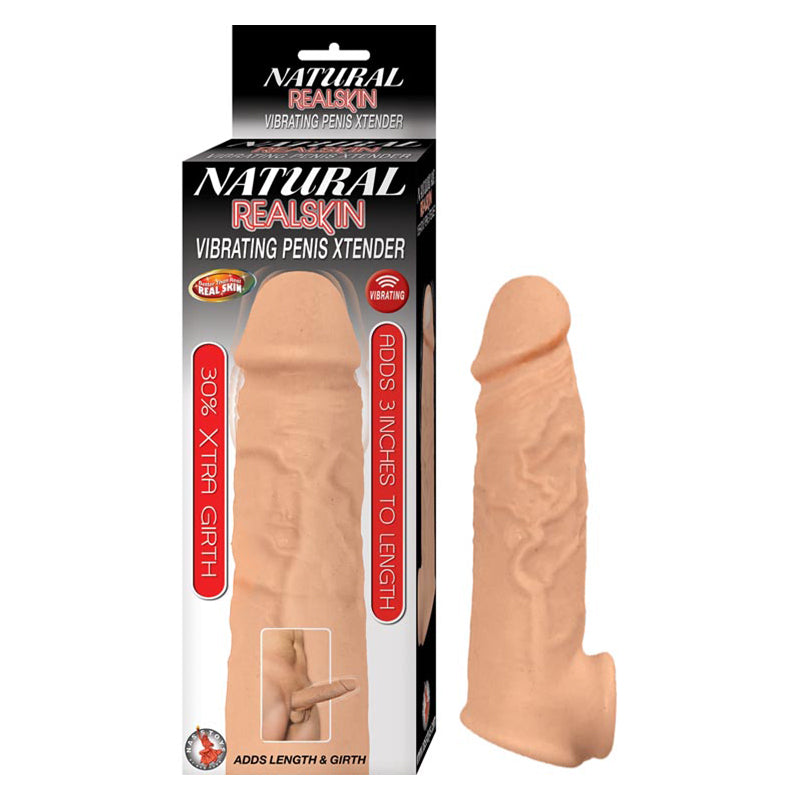 Natural Realskin Vibrating Penis Xtender - White - Fantasies Boutique