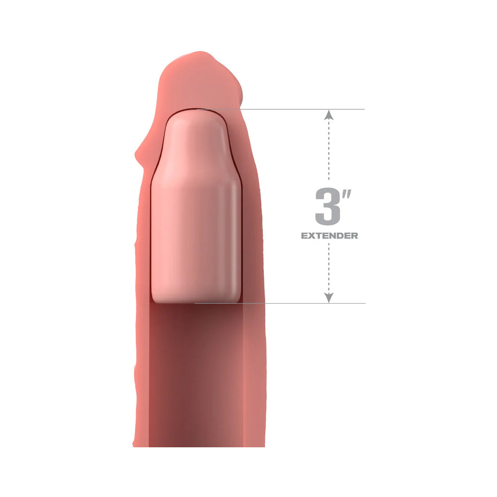 Fantasy X-tensions Elite 9 in. Silicone Mega Extension Sleeve with 3 in. Extender Beige