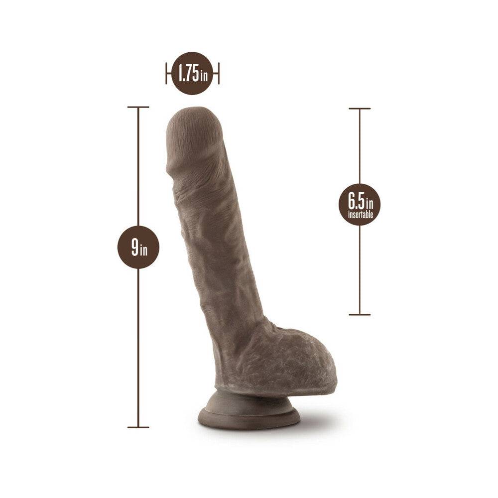 Au Naturel Big Billy 9 in. Posable Dual Density Dildo with Balls Brown - Fantasies Boutique