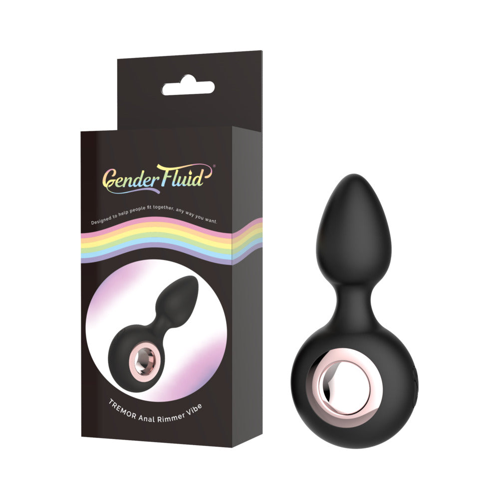 Gender Fluid Tremor Rechargeable Silicone Anal Rimmer Vibrating Plug Black - Fantasies Boutique