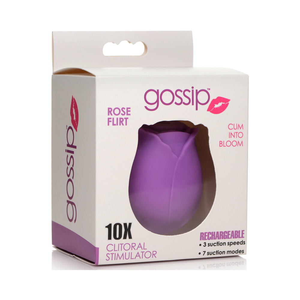 Curve Toys Gossip Cum Into Bloom Rechargeable Silicone Clitoral Stimulator Rose Flirt Violet - Fantasies Boutique