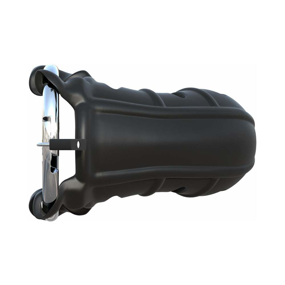 Fantasy C-Ringz Hardcore Silicone Cock Blocker Locking Chastity Cage Black - Fantasies Boutique