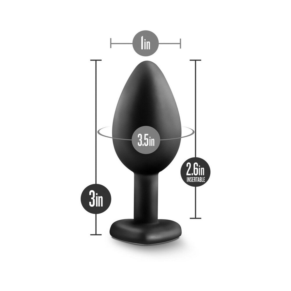 Temptasia Bling Anal Plug with Heart-Shaped Gem Base Small Black