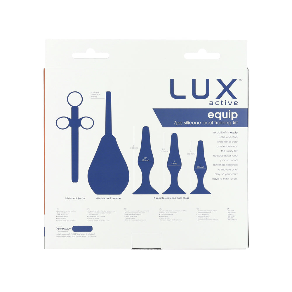 Lux Active Equip 7-Piece Anal Plug Training Kit Silicone Black - Fantasies Boutique