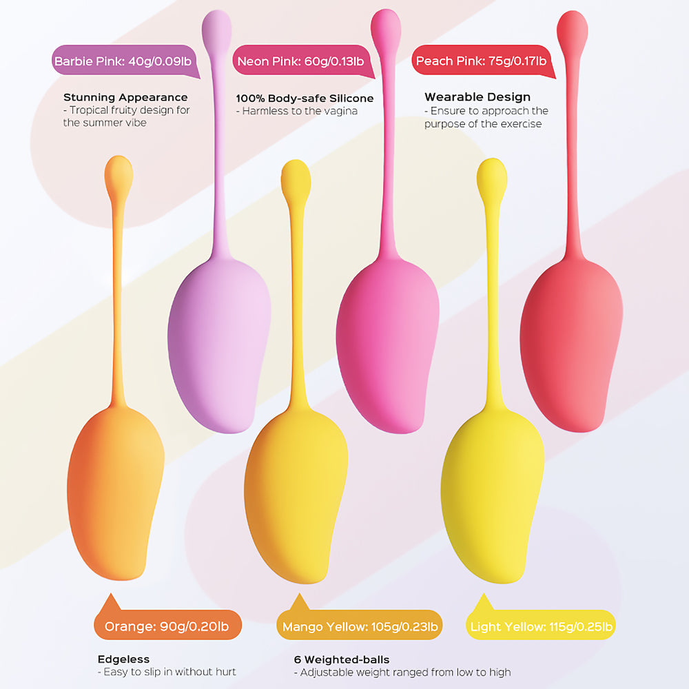 Honey Play Box Mango Tropical Weighted Kegel Ball 6-Piece Exercise Set Assorted Color - Fantasies Boutique