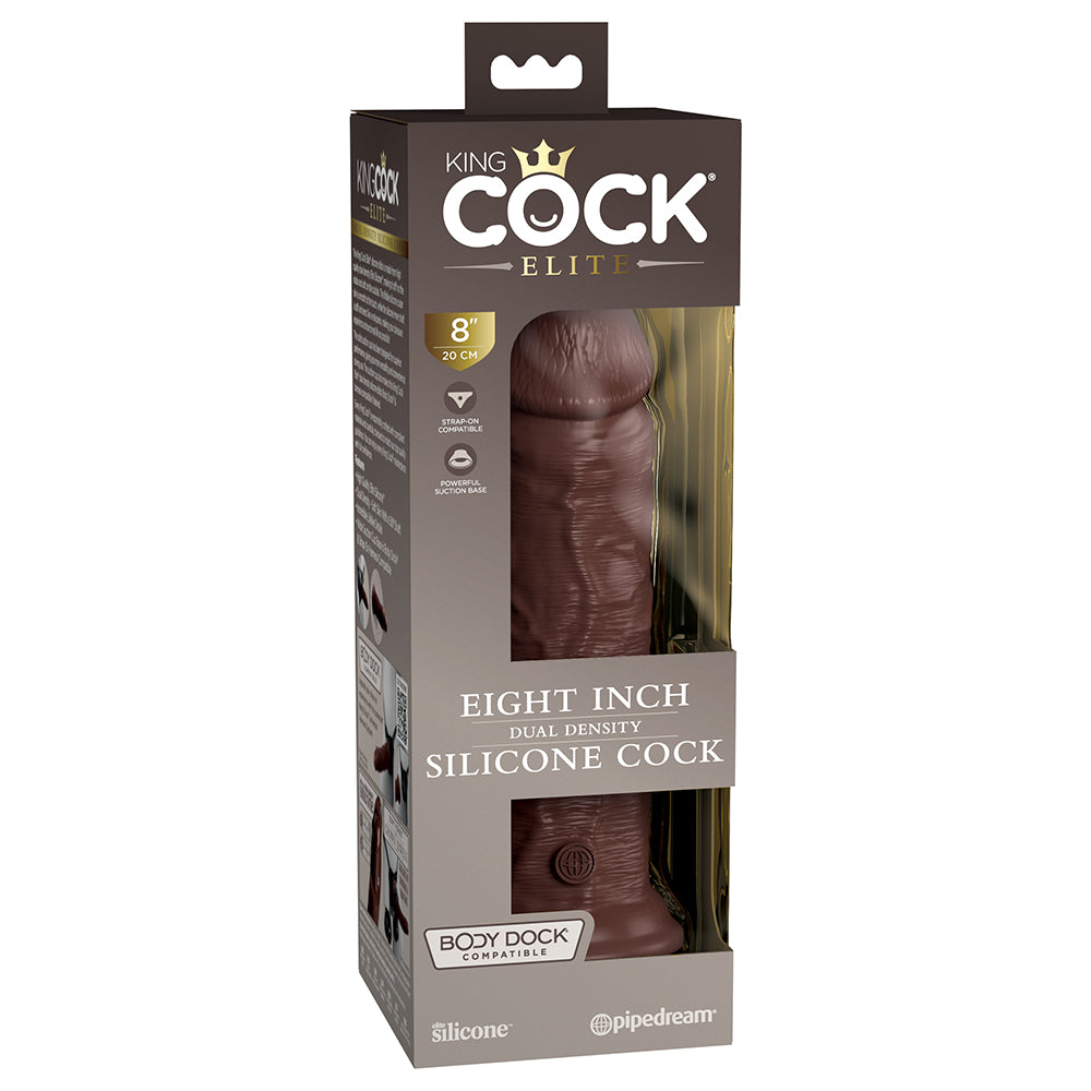 King Cock Elite 8 in. Dual Density Silicone Cock Realistic Dildo With Suction Cup Brown - Fantasies Boutique