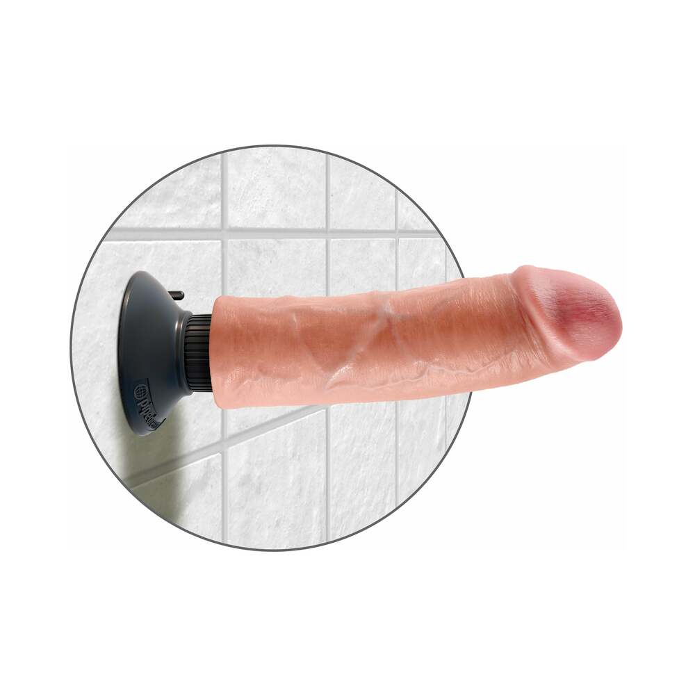 King Cock 8 in. Vibrating Cock Poseable Dildo With Suction Cup Beige