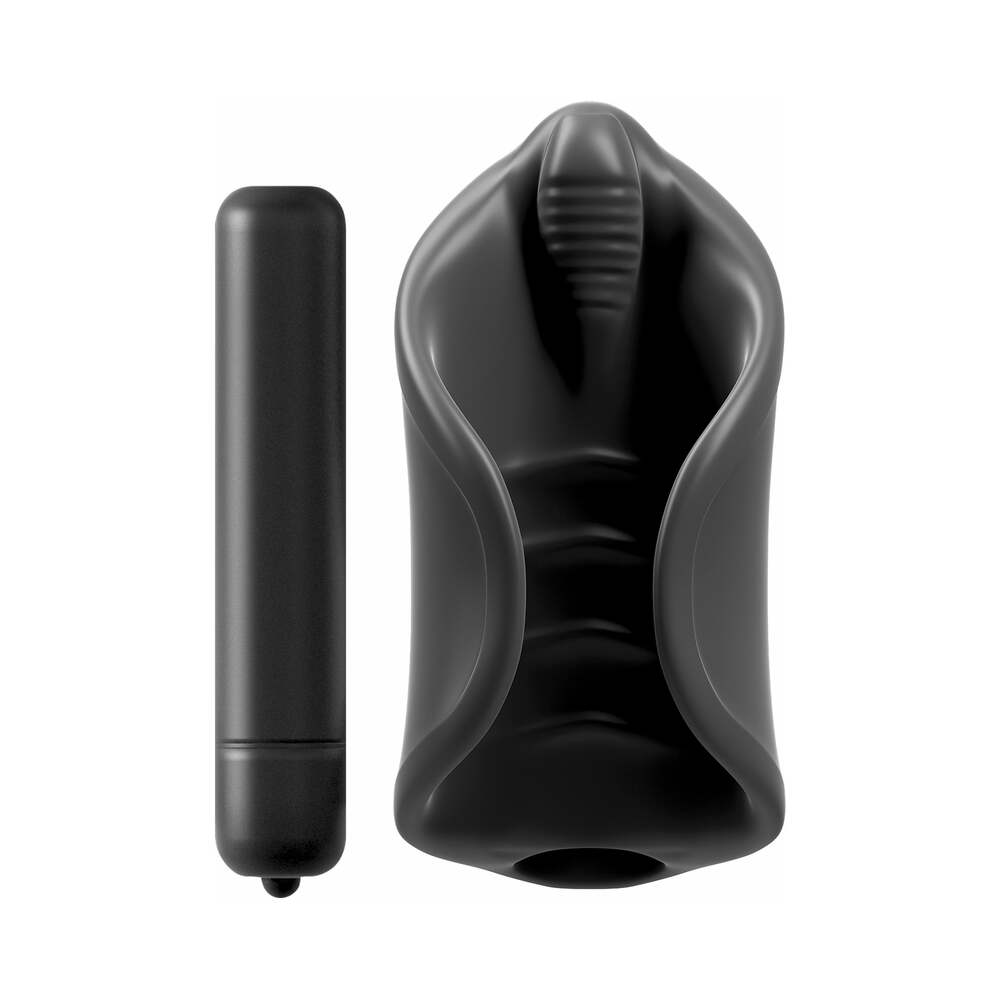 PDX Elite Vibrating Silicone Stimulator Stroker Black - Fantasies Boutique