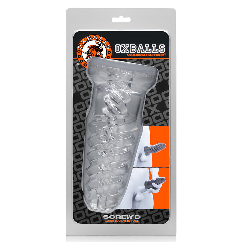 OxBalls Screw'D, Super Squish Corkscrew Jackoff Toy, Clear - Fantasies Boutique