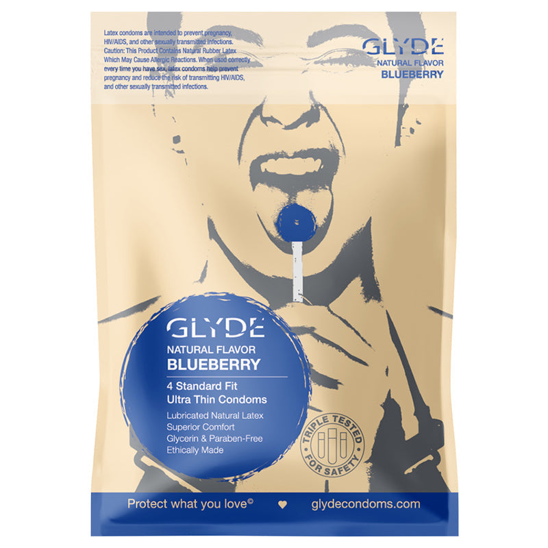 Glyde Ultra Natural Flavor Condom Blueberry 4pk - Fantasies Boutique