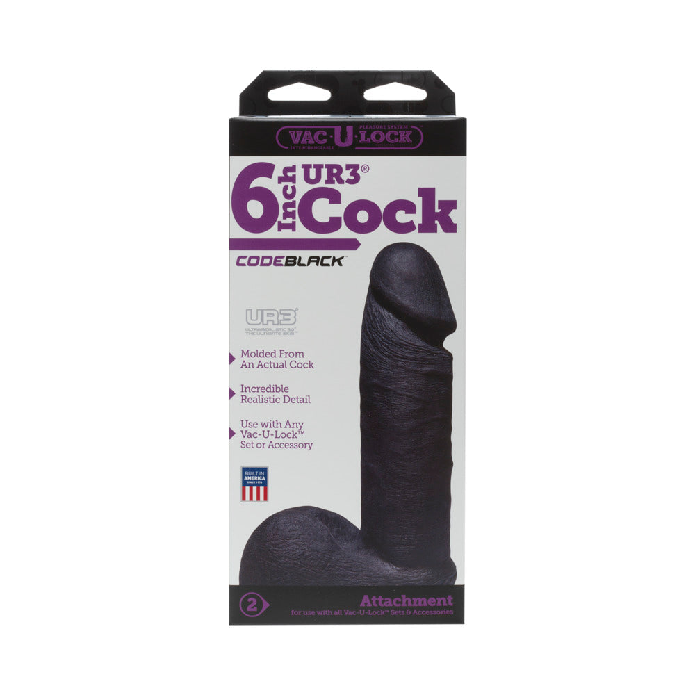 Vac-U-Lock - ULTRASKYN 6in Realistic Cock CODEBLACK - Fantasies Boutique