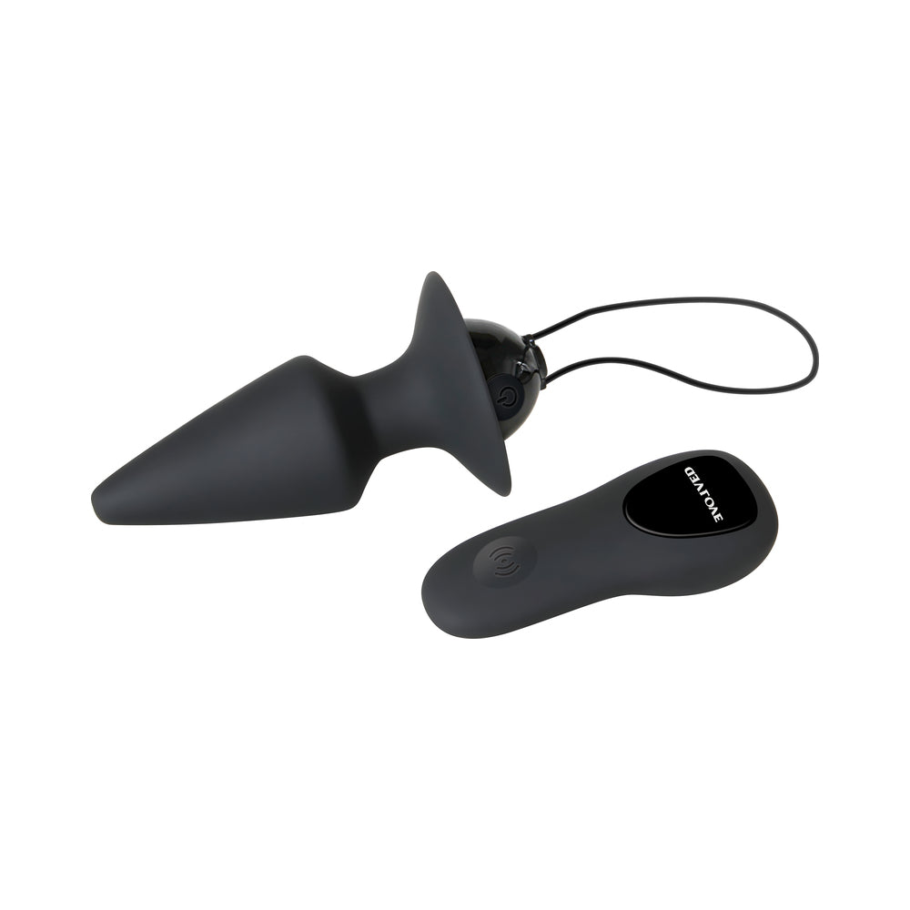 Evolved Plug & Play Rechargeable Remote-Controlled Vibrating Silicone Anal Plug Black - Fantasies Boutique