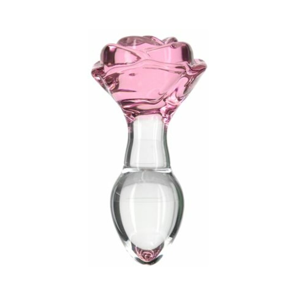 Pillow Talk Rosy Glass Anal Plug with Pink Rose Base - Fantasies Boutique