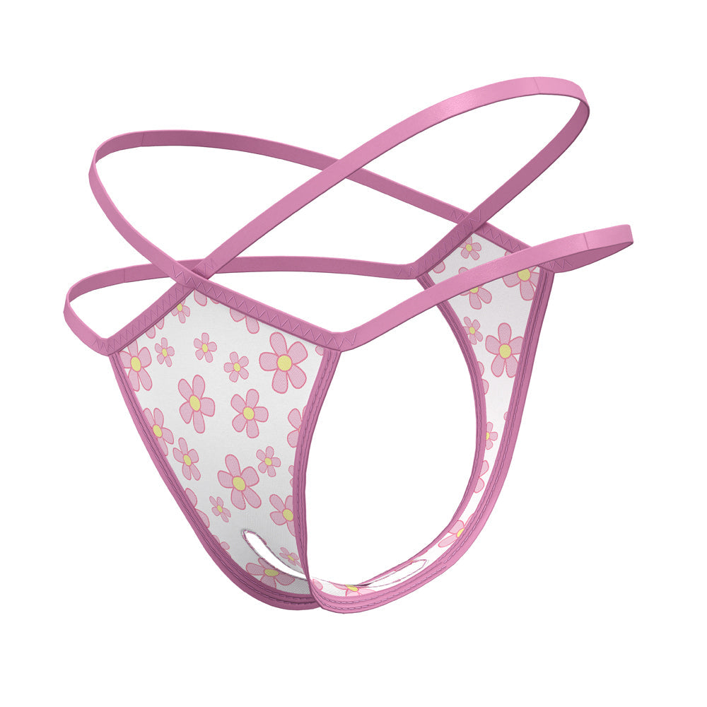 Magic Silk Daisy Split Crotch Thong Daisy Print S/M