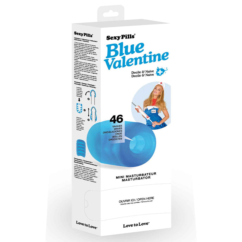 Love to Love Sexy Pills Blue Valentine Mini Masturbator Display of 6 - Fantasies Boutique