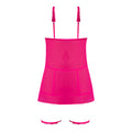 Magic Silk Pink Kink Cupless Babydoll, Harness Panty & Garter Cuffs Pink Glow S/M