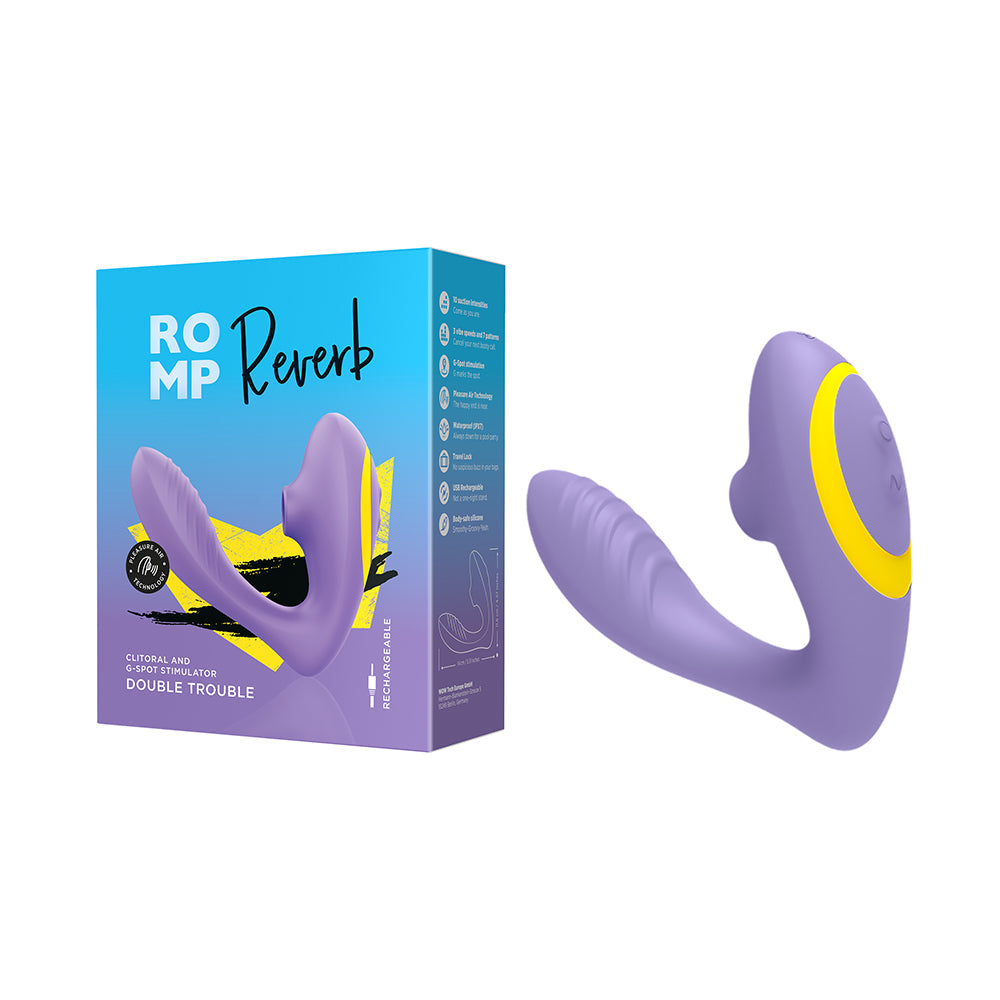 ROMP Reverb Rechargeable Silicone Clitoral and G-Spot Stimulator Purple - Fantasies Boutique