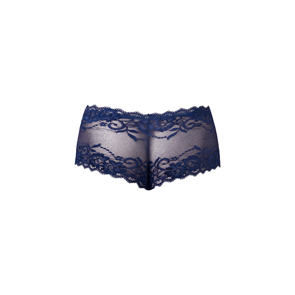 Male Power Sassy Lace Mini Short Sheer Pouch Navy S