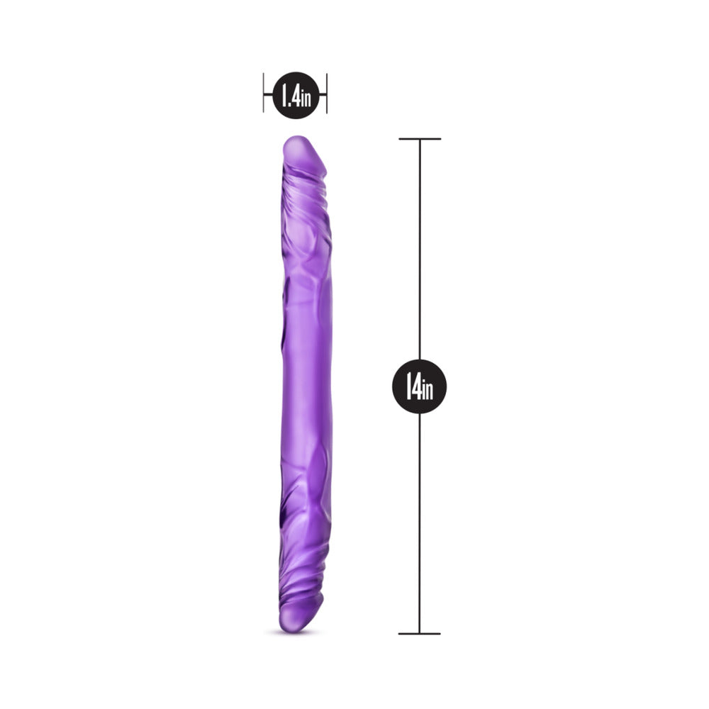 B Yours 14 in. Double Dildo Purple - Fantasies Boutique