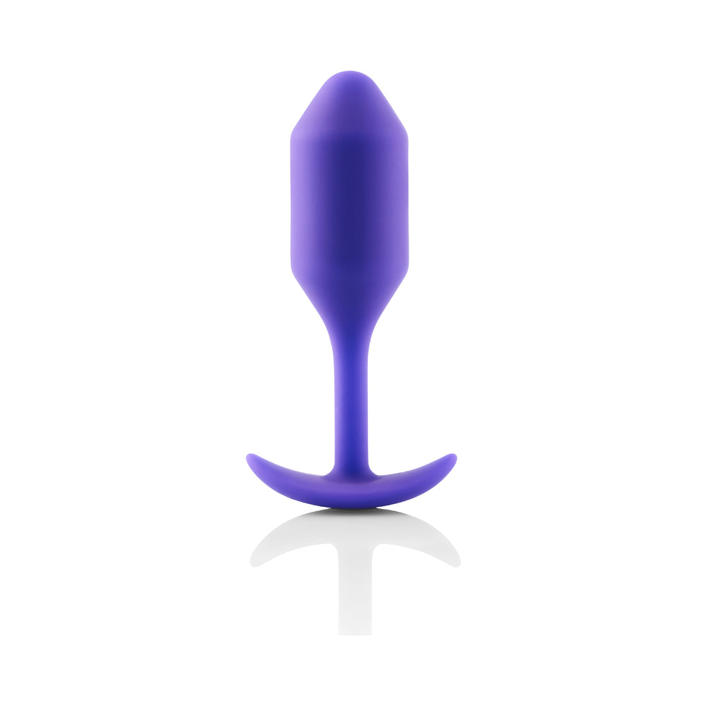 b-Vibe Snug Plug 2 Weighted Silicone Anal Plug Purple - Fantasies Boutique