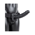 RealRock Realistic 9 in. Hollow Strap-On With Balls Black - Fantasies Boutique